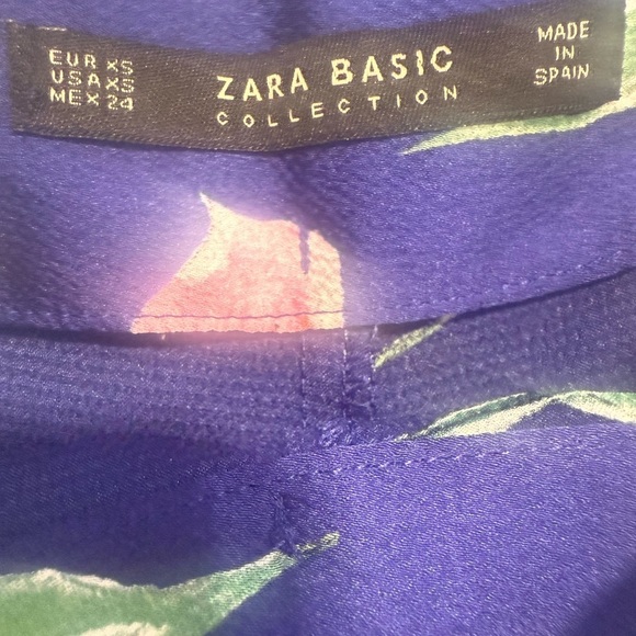 Zara Basic floral palazzo split pants XS breezy wrap tie waist crop Hawaiian - Picture 3 of 11